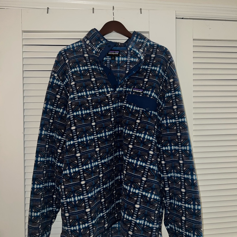 Patagonia - Stylish Blue Patterned Men's Snap-T Pullover